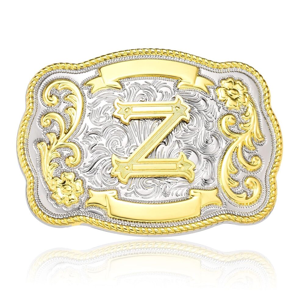 5820 Western Initial Letter ABC to XYZ Belt Buckle , Golden Capital Belt